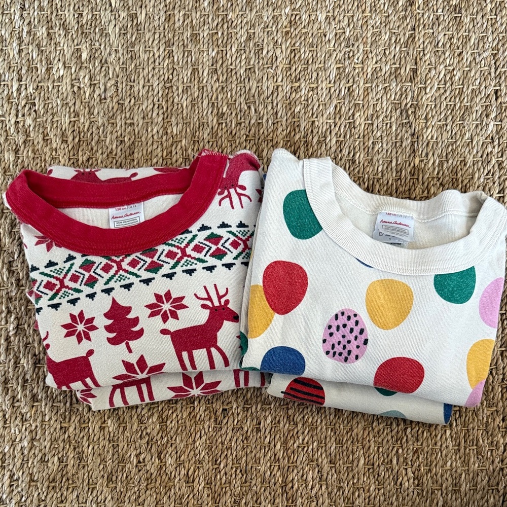 Set of 2 Hanna Andersson Holiday Pajamas, Size 150 (12)